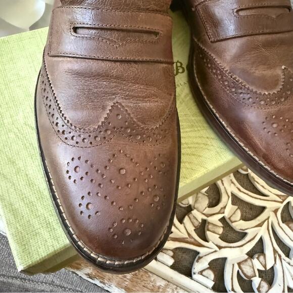 Tommy Bahama Brown Leather Wing tip Slip on Penny Loafers Shoes Men’s 10 - Picture 4 of 10